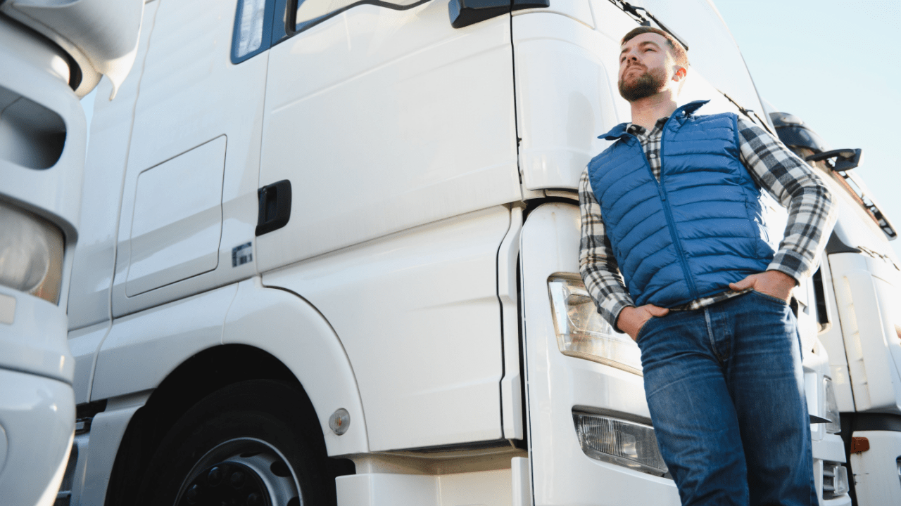 Professional truck driver standing by commercial truck understanding truck driver hours of service regulations