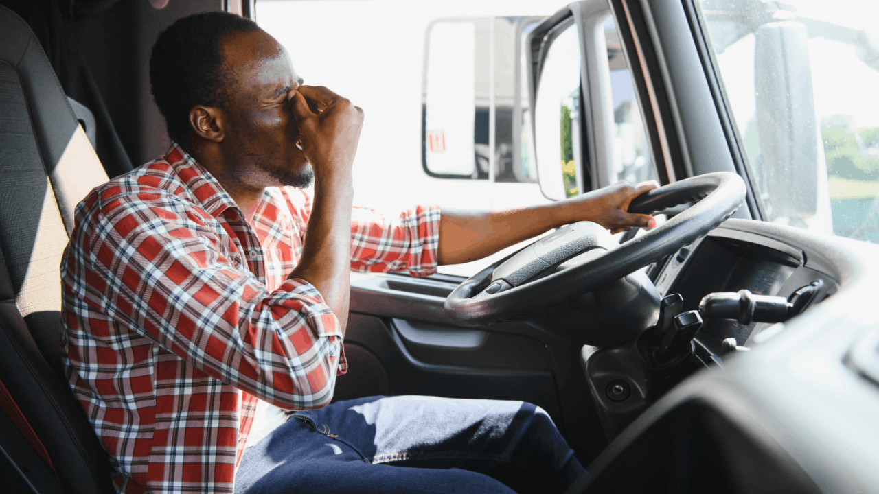 What percentage of truck accidents are fatal — tired truck driver yawning at the wheel
