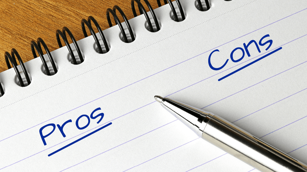 Filing alone pros and cons notebook with pen