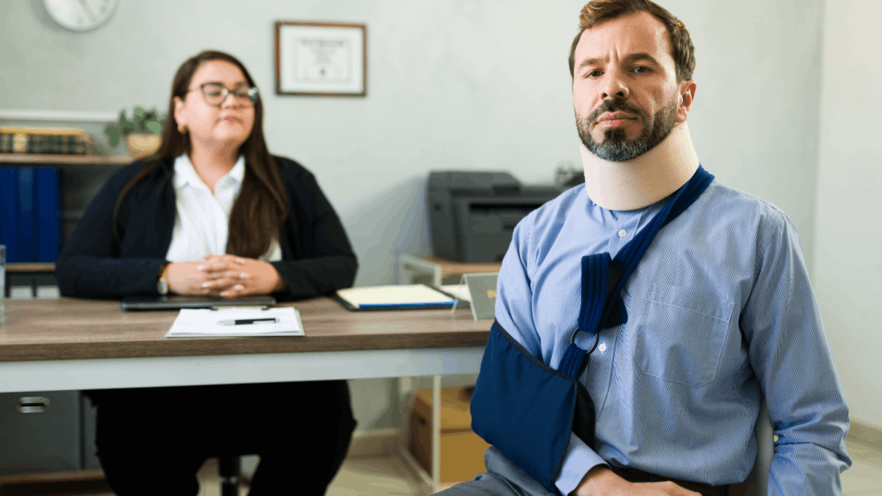 Injured man meeting with attorney to discuss how long to file a claim after a trucking accident