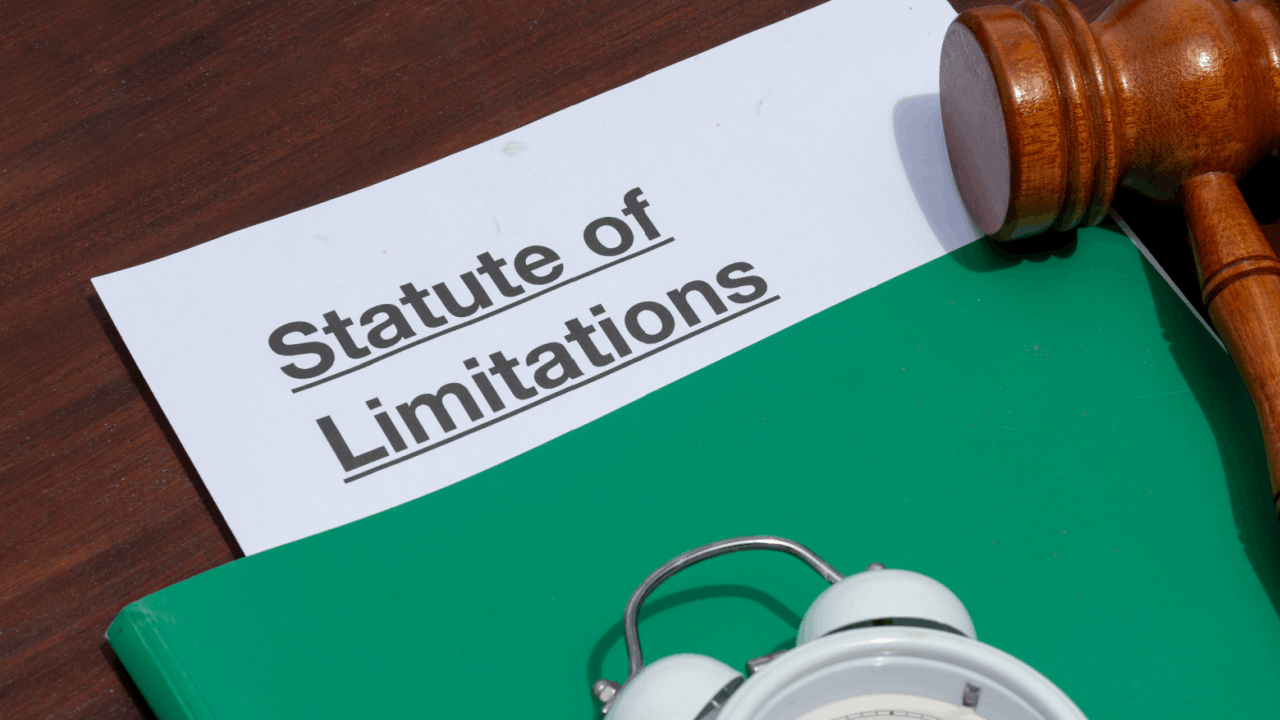 Statute of limitations document with gavel and clock representing truck accident filing deadlines