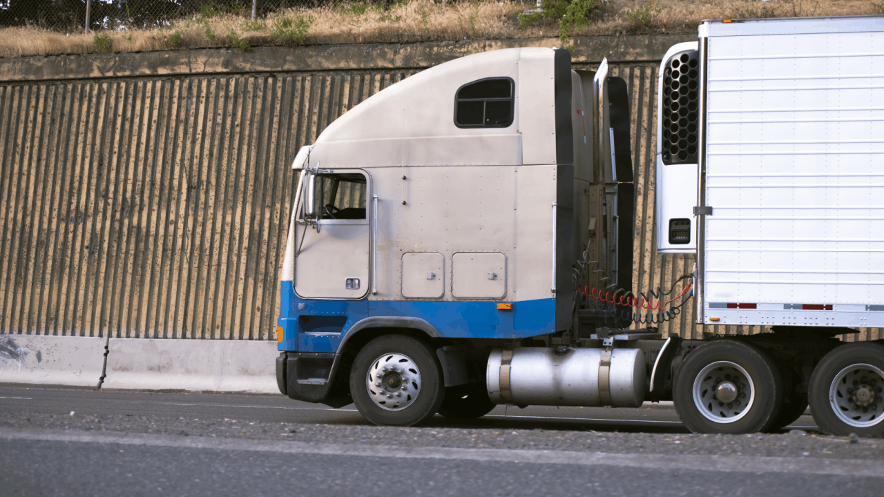 Semi truck pulled over on highway