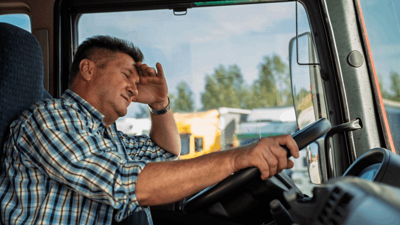 truck driver fatigue accidents exhausted man behind wheel